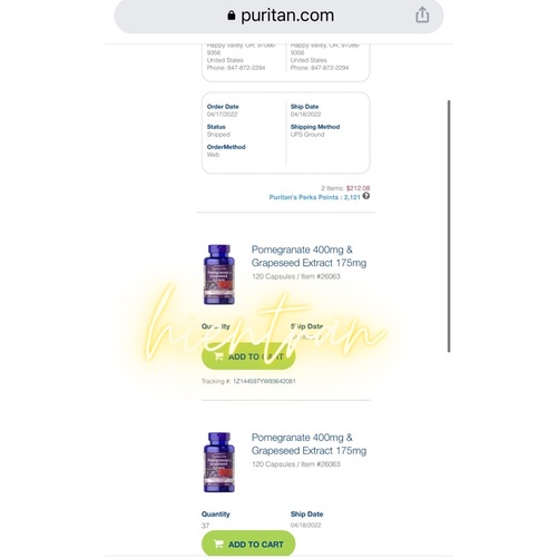 Viên uống chống nắng, trắng da Lựu & Nho puritan's pride