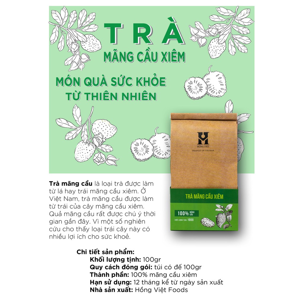 [Mã GROSALE2703 giảm 8% đơn 250K] Trà mãng cầu 100gr - Nông sản sạch Bazan