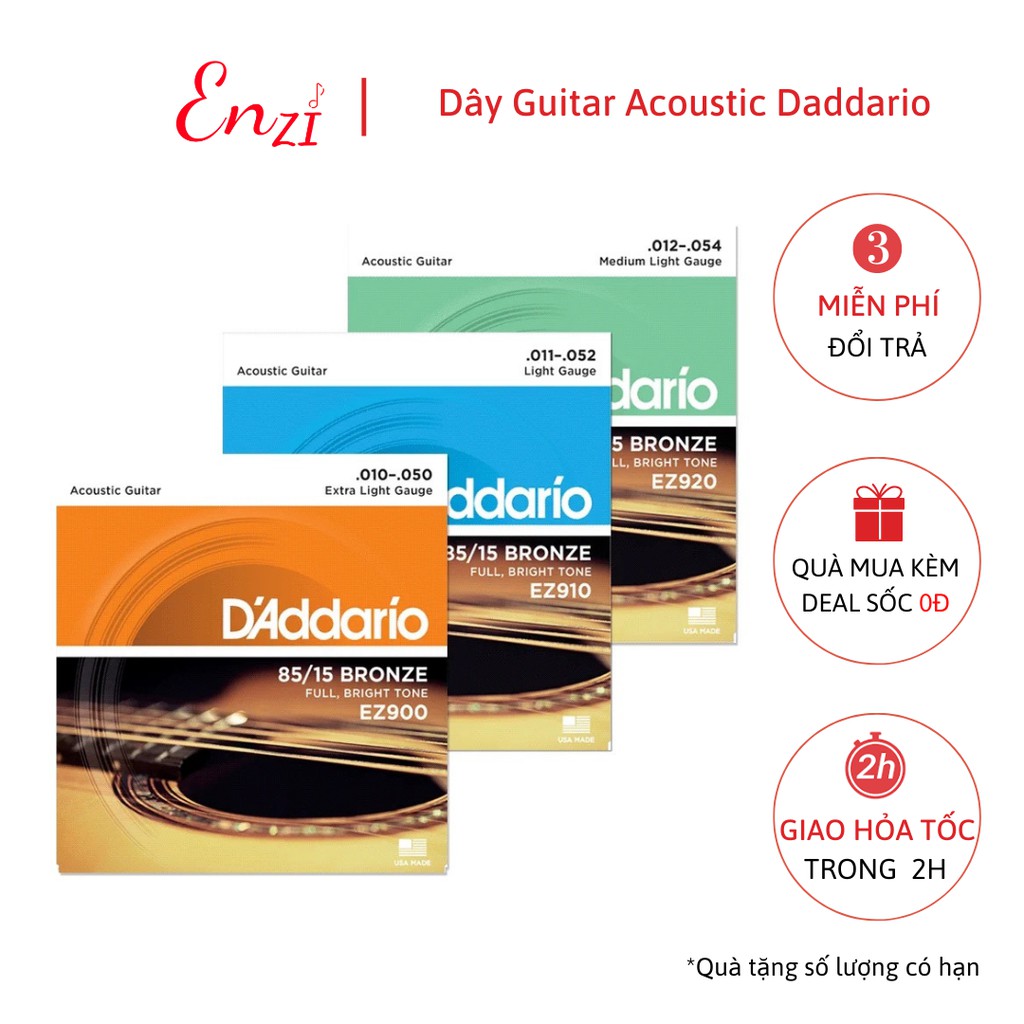 Dây đàn guitar acoustic D'addario EZ920 EXP26 EJ13 EZ910 EZ900 dây guitar sắt chất lượng Enzi