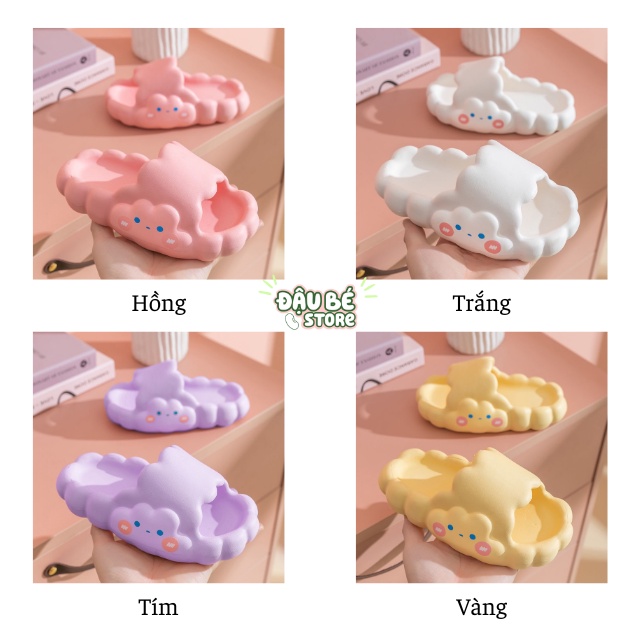 Dép Bánh Mì Nữ Đám Mây Hoạt Hình Ulzzang Cute - Dép Quai Ngang Nữ Unisex Ngộ Nghĩnh Đế Mềm Chống Trơn - Daube - D047