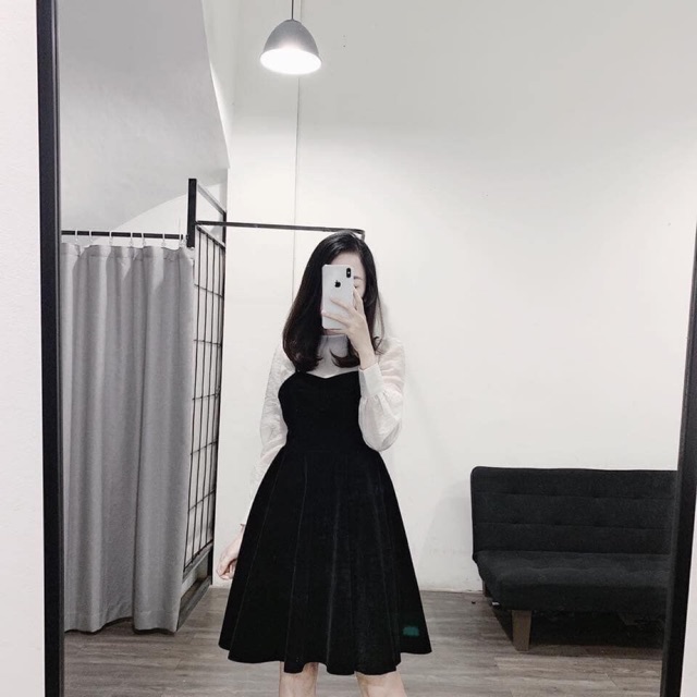 Set váy yếm nhung