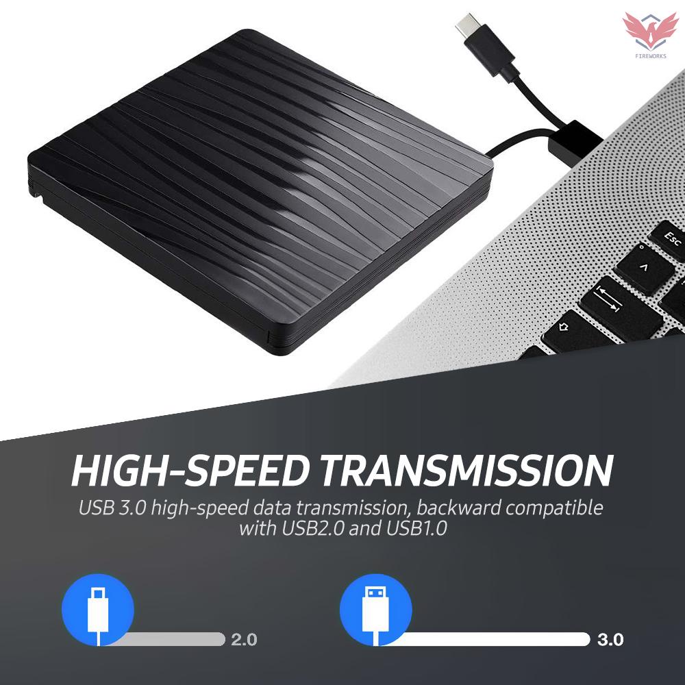 Ổ Đĩa Quang Fir Usb 3.0 + Type-C Hai Cổng Siêu Mỏng Cho Windows / Mac Os | BigBuy360 - bigbuy360.vn