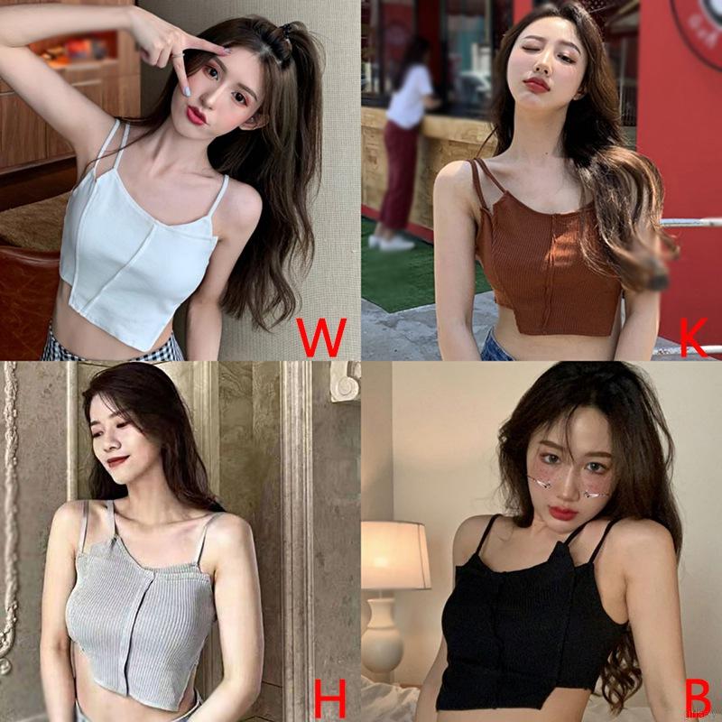Áo Dây Croptop Dệt Kim Thiết Kế Độc Đáo Phong Cách Hàn Quốc Thời Trang Cho Nữ