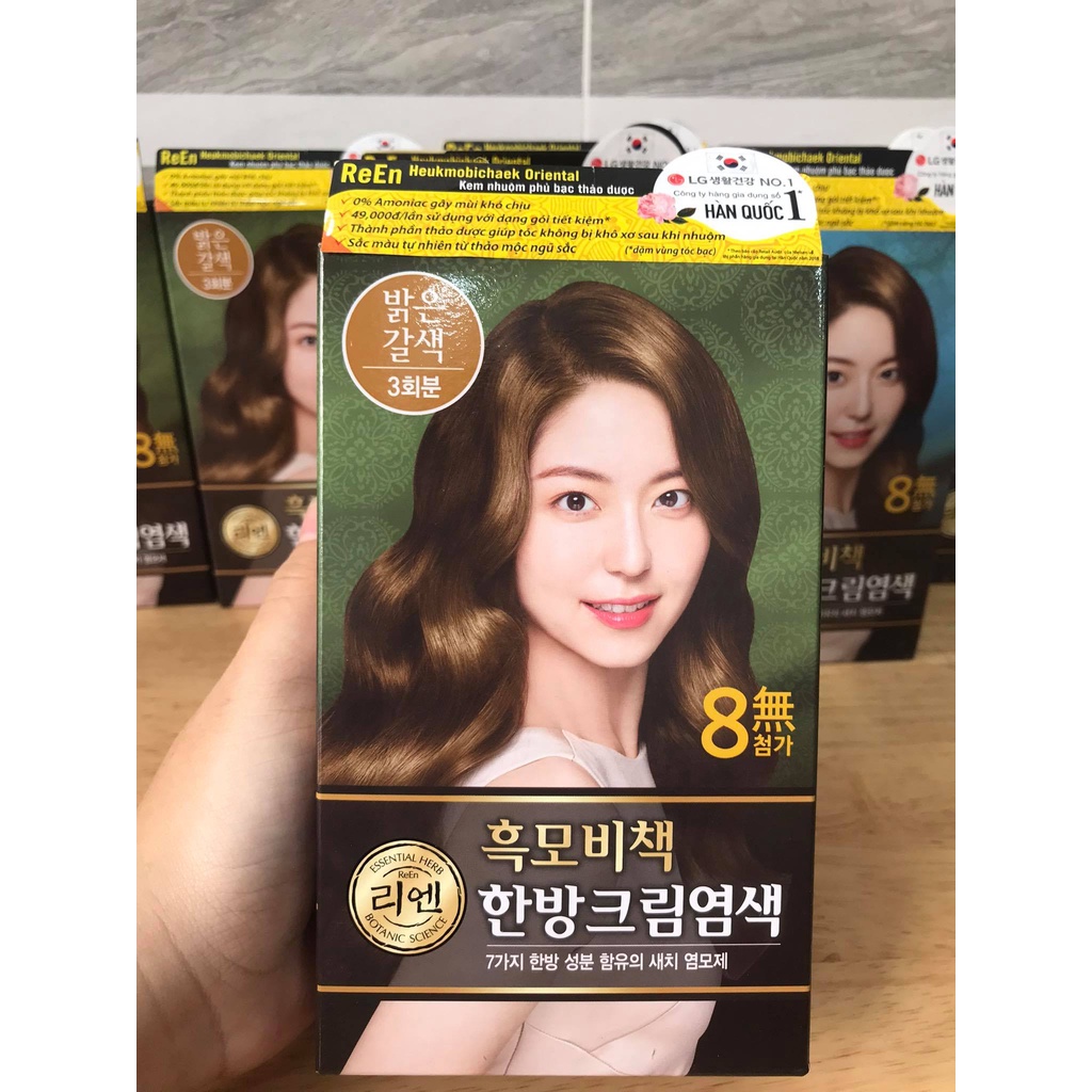 128G Kem nhuộm tóc phủ bạc thảo mộc Reen Heaukmobicheak Oriental Hair Dye Cream 128gr