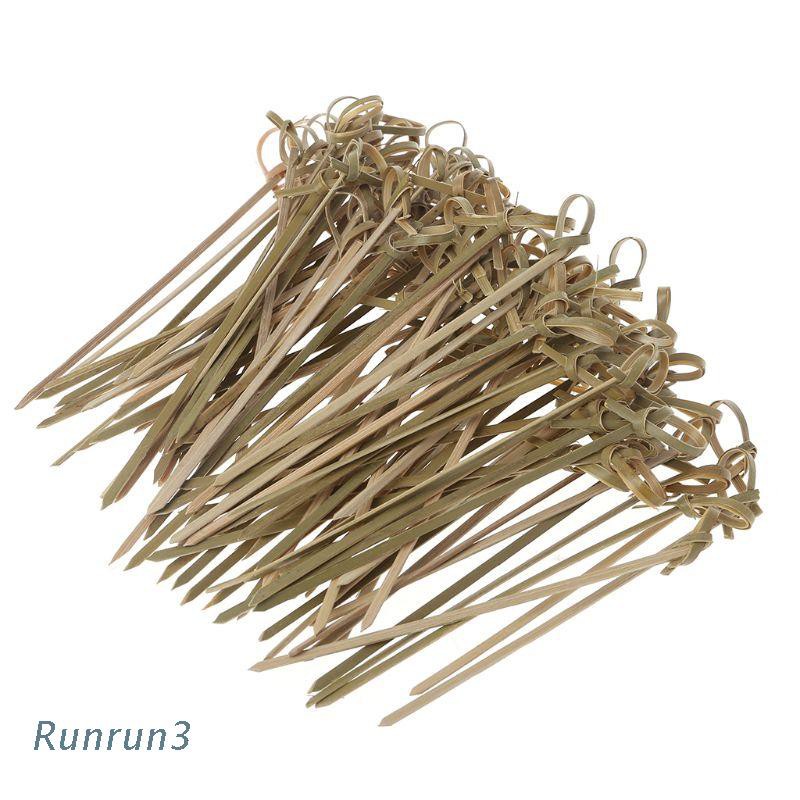 RUN  100Pcs Disposable Bamboo Tie Knotted Skewers Twisted Ends Cocktail Food Fruit Picks Fork Sticks Buffet Cupcake Toppers Wedding Party Decoration