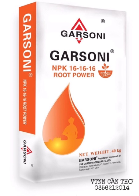 Phân bón NPK 16-16-16 Garsoni tan nhanh trong nước gói 1kg