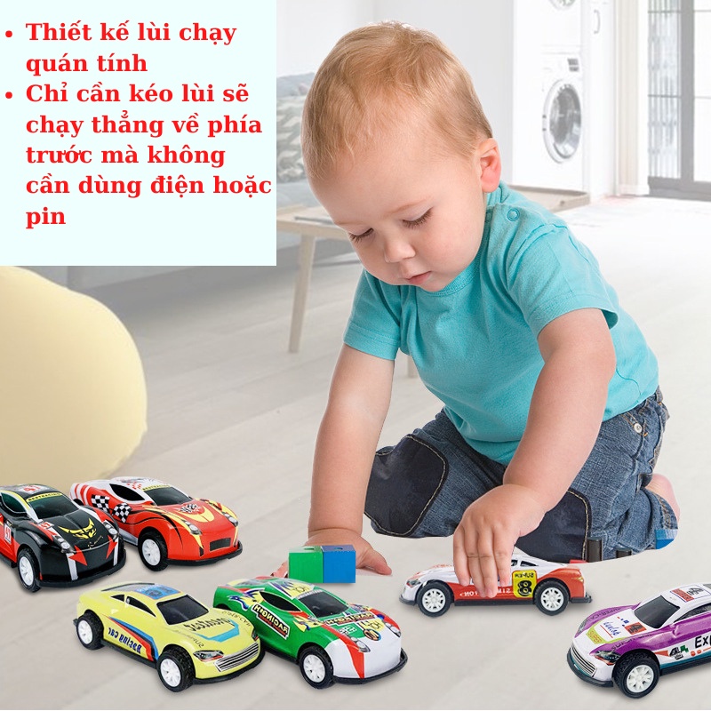 Mô hình xe đua ô tô chạy quán tính kéo lại chạy thẳng tiến ô tô đồ chơi trẻ em