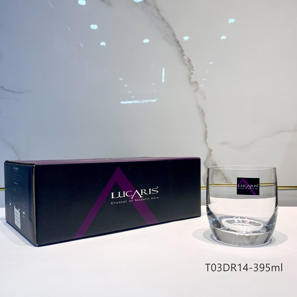 Bộ 6 Cốc Uống Rượu Whisky Pha Lê Cao Cấp Lucaris Double Rock 395ml Nhập Khẩu Chính Hãng, Độ Bền Cao - Shanghai T03DR14