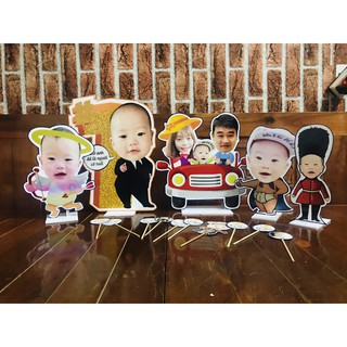 Set biển tên sinh nhật và chibi cho bé trai và chibi gia đình siêu tiết kiệm