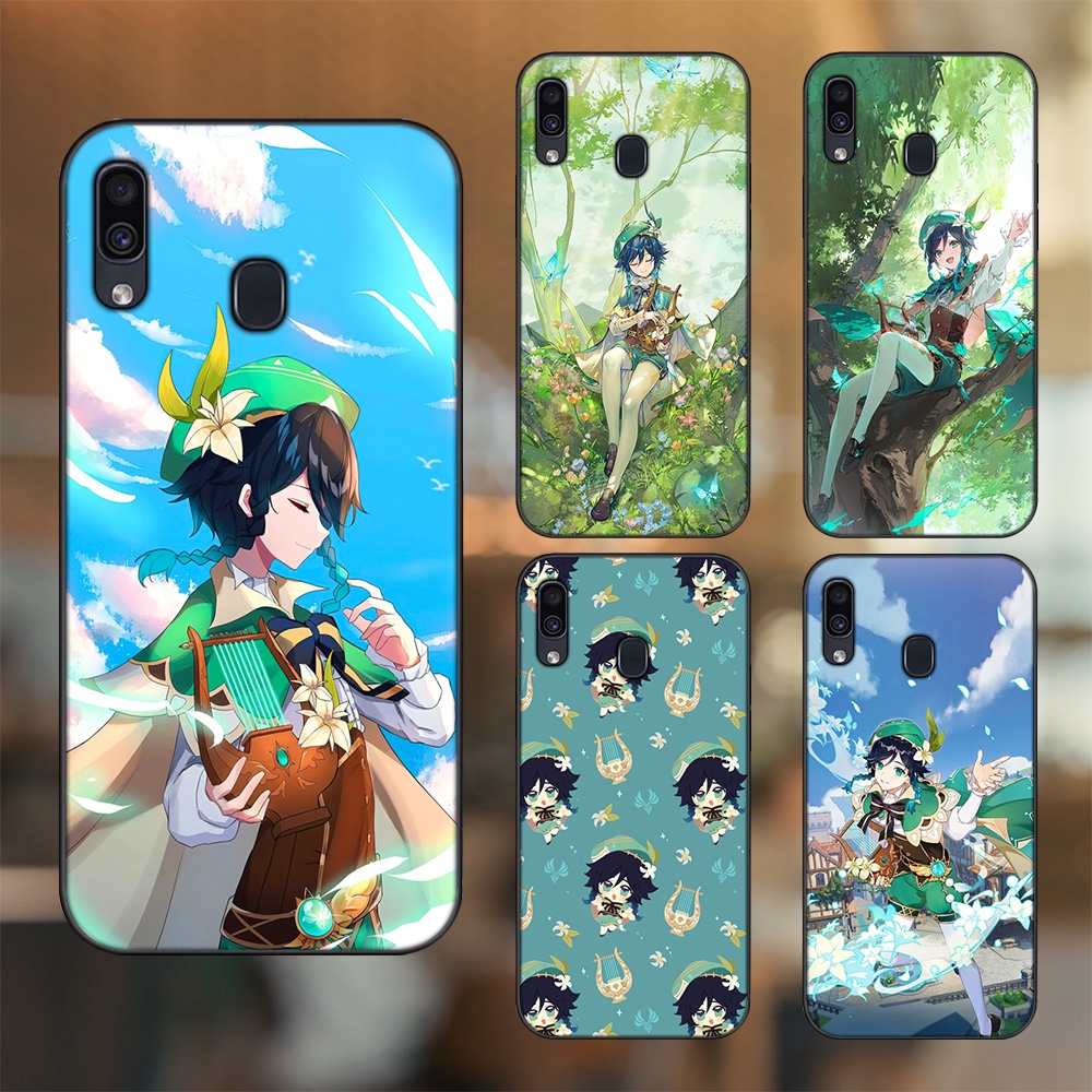 Ốp lưng Samsung A20, A30, A40, M20 viền đen in hình Venti Genshin Impact