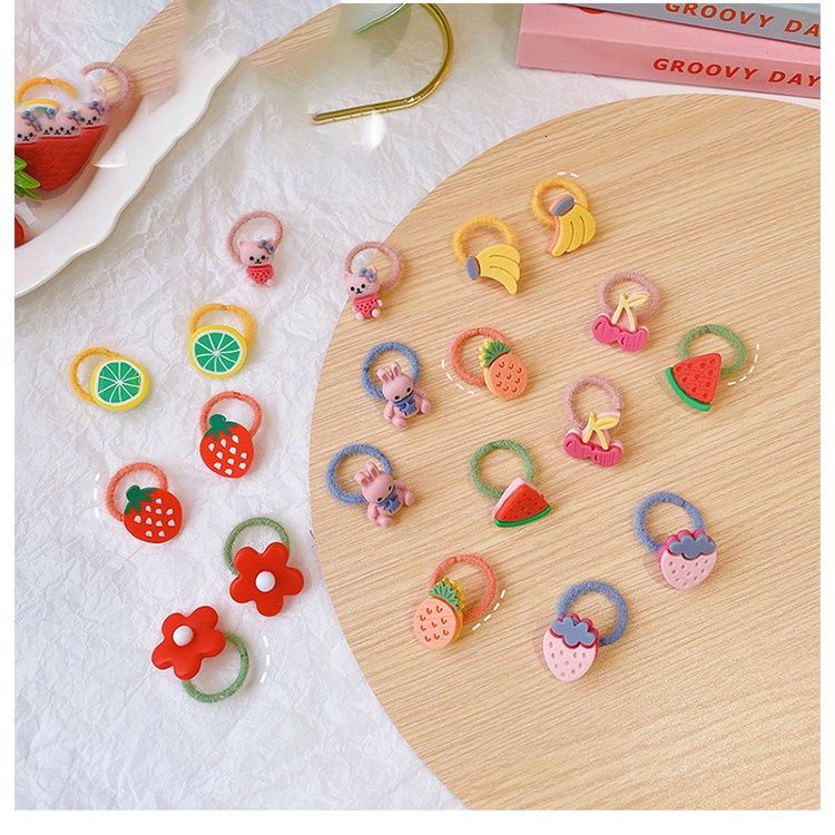 10PCS Cute Cartoon Suitable For Children With Less Hair Headwear Kids Elastic Hair Bands Princess Hair Ties Girls Accessories Baby Headdress