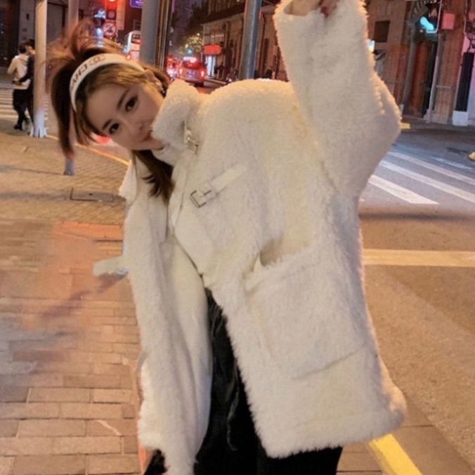 Áo Khoác Lông Cừu Nữ Quảng Châu, Áo Khoác Nữ Dáng Dài Khoác Ngoài Kiểu Hàn Lót Lông Siêu Ấm | BigBuy360 - bigbuy360.vn