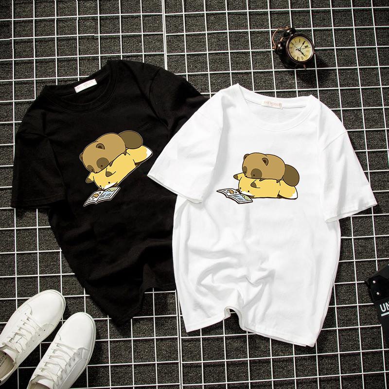 Áo thun unisex form rộng in chibi dễ thương vải dày mịn 2019T1127