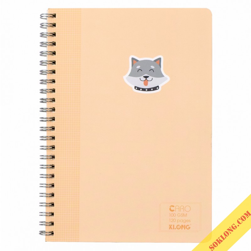 Vở ô vuông Caro 5x5 120 trang A5 lò xo kép Klong Ms 535 bìa Pastel giấy 100gsm SOKLONG, sổ Klong bìa cute