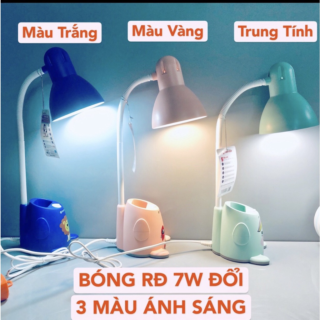 Đèn học để bàn RẠNG ĐÔNG chống cận MẪU MỚI kèm bóng LED 5W tiết kiệm điện năng, bảo vệ Mắt