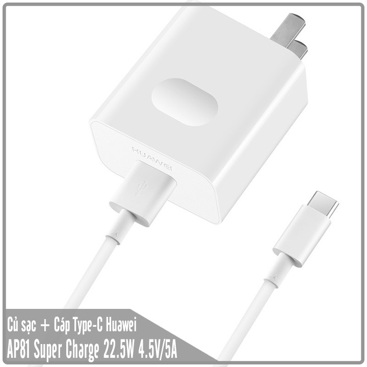 Bộ sạc HUAWEI Super Charge AP81 (HW-050450C00) Củ sạc + Cáp USB Type-C 22.5W