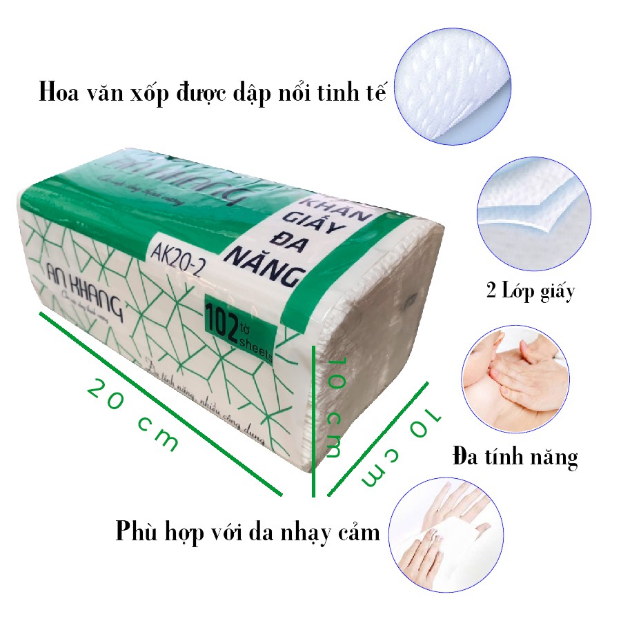 Khăn giấy rút/Khăn giấy lau tay An Khang 20cm