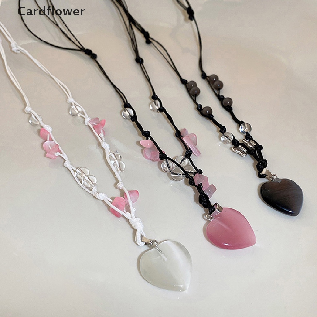 &lt; Cardflower &gt; Vòng cổ Hai Lớp Mặt Đá Tự Nhiên Hình Trái Tim Bướm Phong Cách Ins Đơn Giản Cá Tính Ngọt Ngào Có Thể Điều Chỉnh Dành Cho Nữ