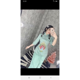 đồ lam đi chùa thiêu  công  chất liệu lụa pháp