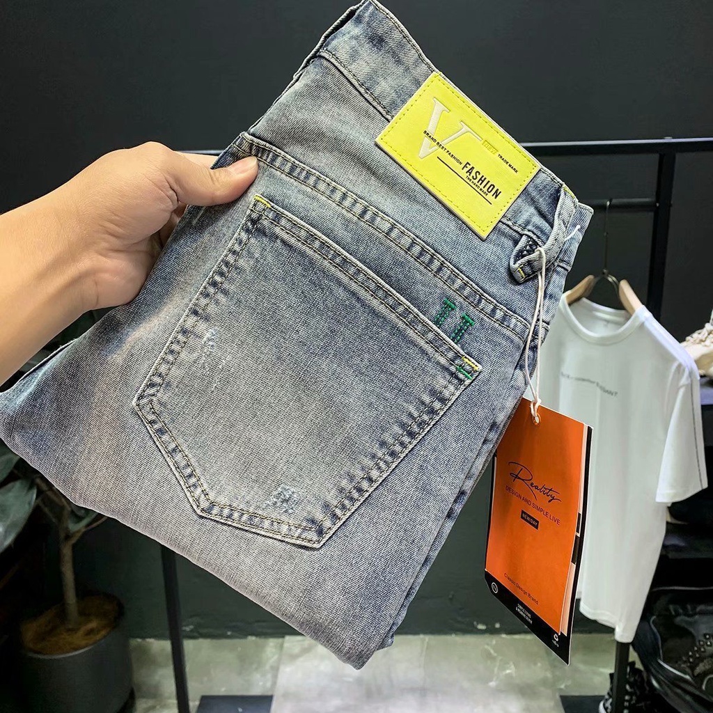 Quần Jeans Denim Dáng Ôm Co Giãn Thời Trang Xuân Hè Mới Cho Nam