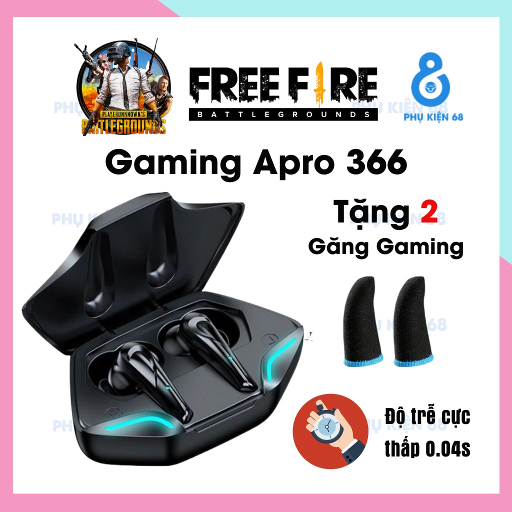 Tai nghe bluetooth không dây Gaming Apro366 5.0 TWS, Bass mạnh mẽ, Độ trễ cực thấp khi chơi game, Cho Android Ios