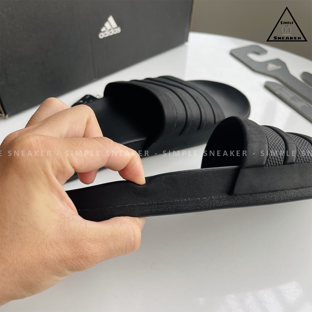 Dép Adidas Comfort Chính Hãng 💙SIMPLE SNEAKER💙 Adilette Comfort Full Đen Dép Quai Ngang Cao Su Đúc Siêu Êm Ái