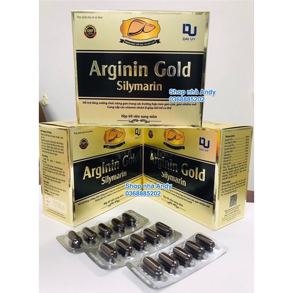 Bổ gan ARGININ GOLD SILYMARIN hộp 60 viên - lợi mật - tăng cường chức năng gan - giải độc cơ thể