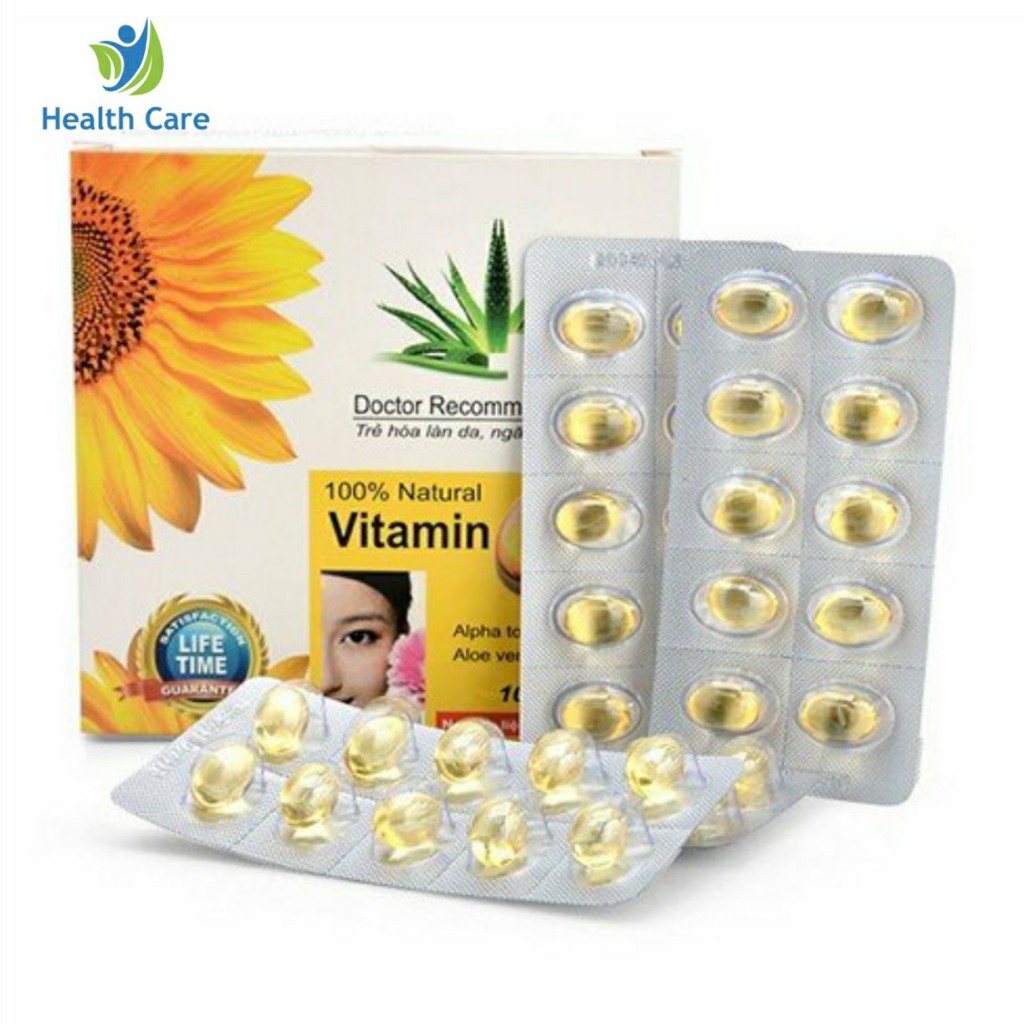 Vitamin E400 Kèm Tinh Chất Nha Đam - Giúp sáng đẹp da Hộp 100 viên | Thế Giới Skin Care