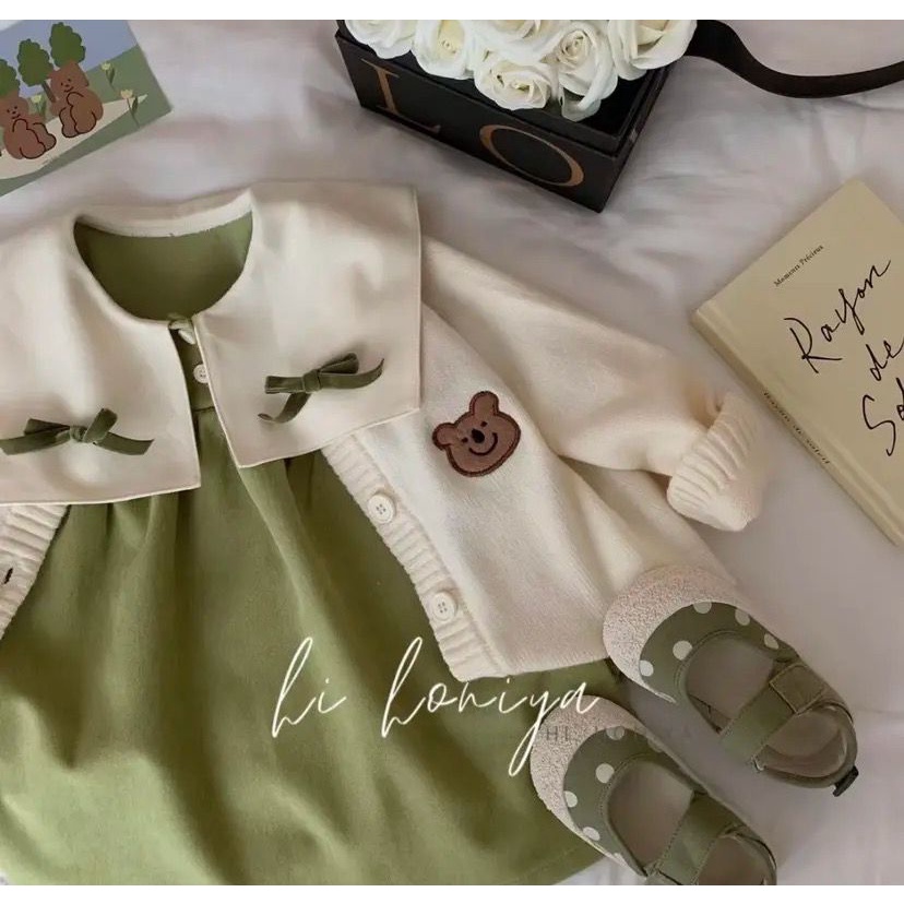 Đầm Công Chúa Có Nơ Thời Trang Mùa Thu Phong Cách Hàn Quốc Nhật Bản Kiểu Mới Dành Cho Bé Gái 22 Tuổi