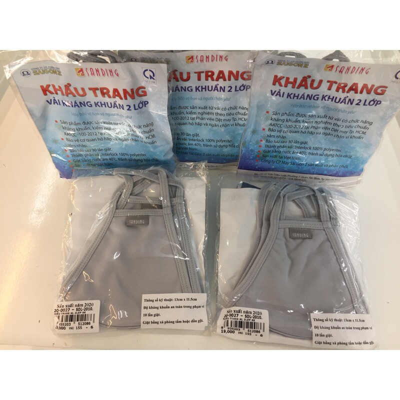 Khẩu trang kháng khuẩn vải 2 cái 2 lop  SanDing | BigBuy360 - bigbuy360.vn