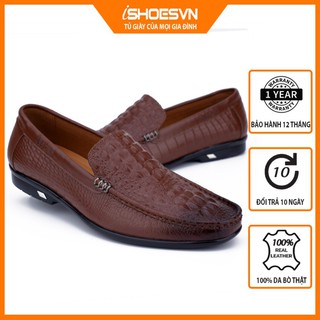 Giày lười da bò dập vân cá sấu ISHOESVN IS166 - Giày lười cao cấp giày ishoes