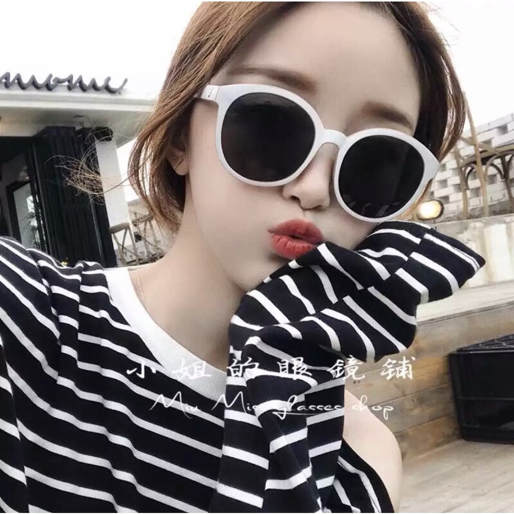 Kính mát thời trang mắt tròn viền trắng V2 xu hướng 2021_Bon Shop