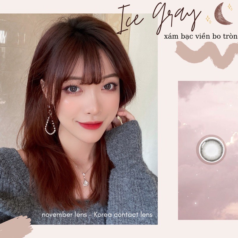 Kính Áp Tròng màu xám lạnh ICE GRAY viền bo tròn
