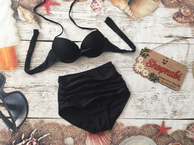 Set bikini cạp cao quần nhúng che bụng | BigBuy360 - bigbuy360.vn