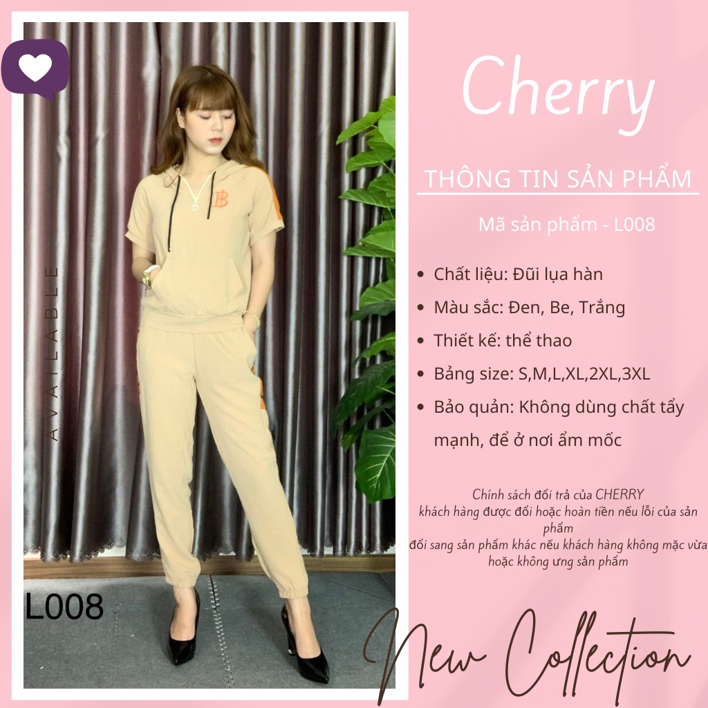Bộ đũi nữ mặc nhà thể thao đi chơi CHERRY đồ bộ nữ đẹp chất đũi xịn mặc thoáng mát dễ chịu L008