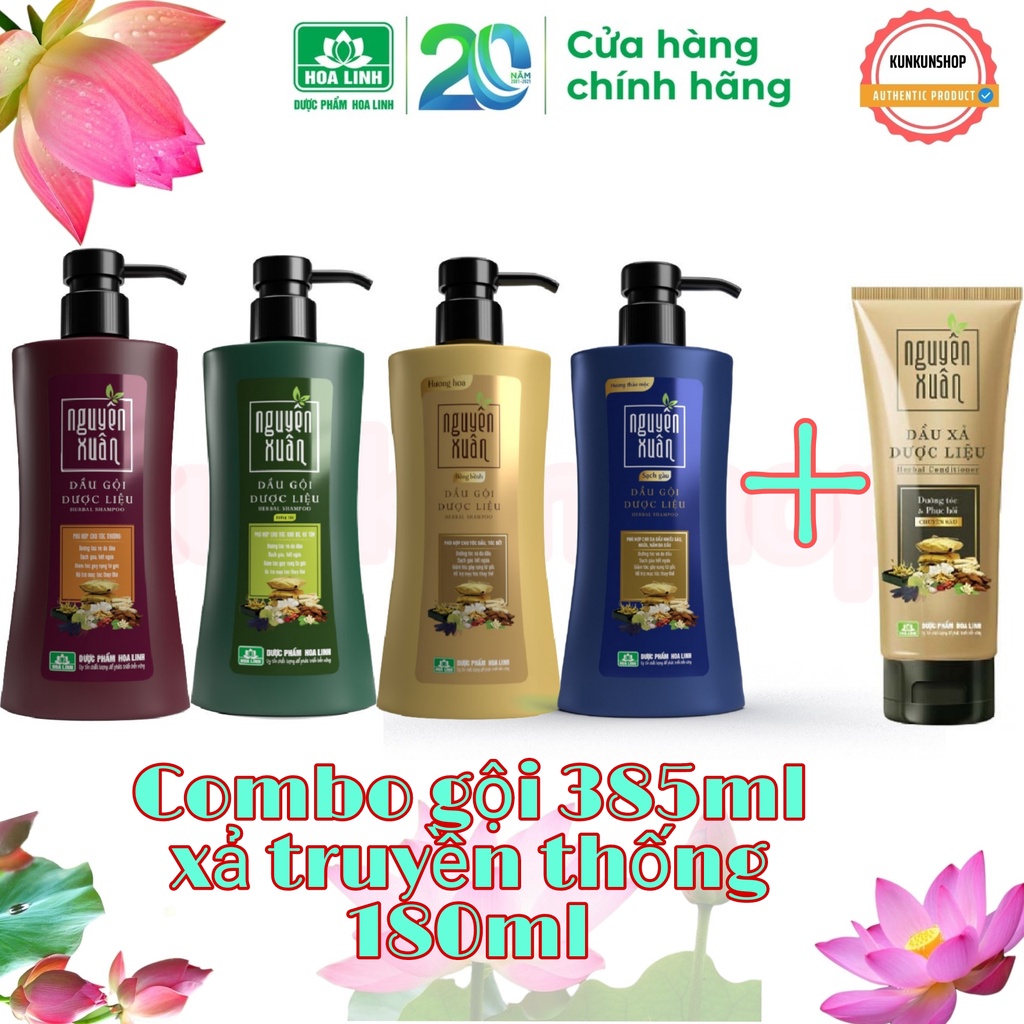 Combo bộ dầu gội và xả Nguyên Xuân 350ml tặng 35ml giành cho mọi loại tóc