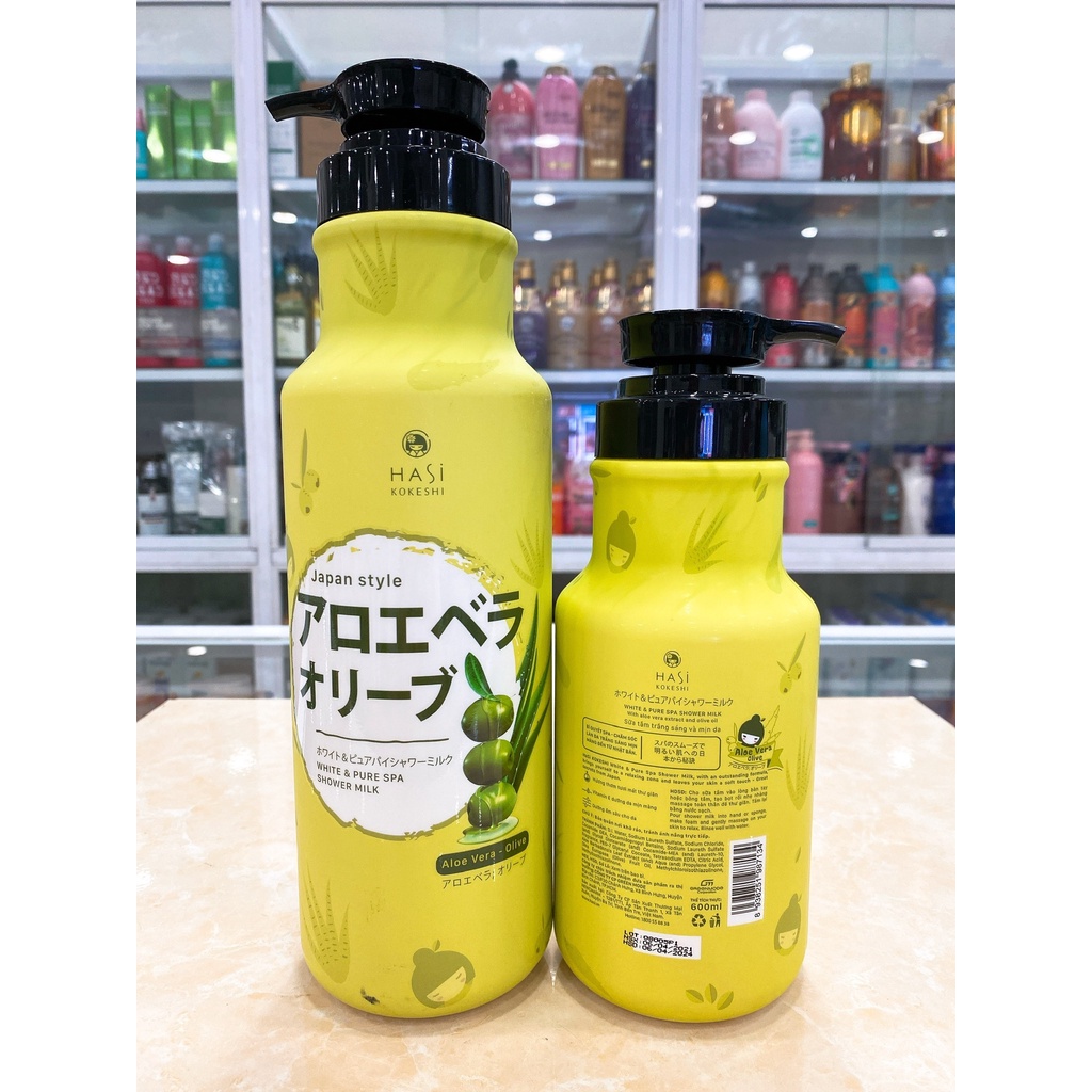 Sữa Tắm Hasi Kokeshi Dưỡng Ẩm, Làm Sáng Da Chiết Xuất Thiên Nhiên 600ml ~ 950ml