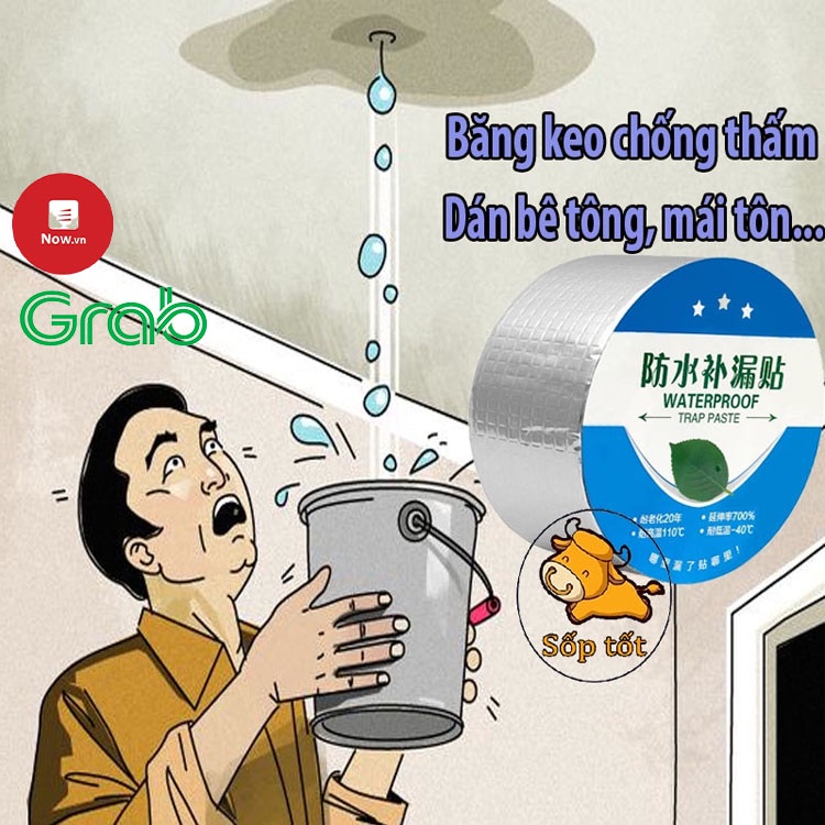 băng keo chống thấm 5 cm dính mái nhà chống nước dột rò rỉ trời mưa tiện lợi GD142