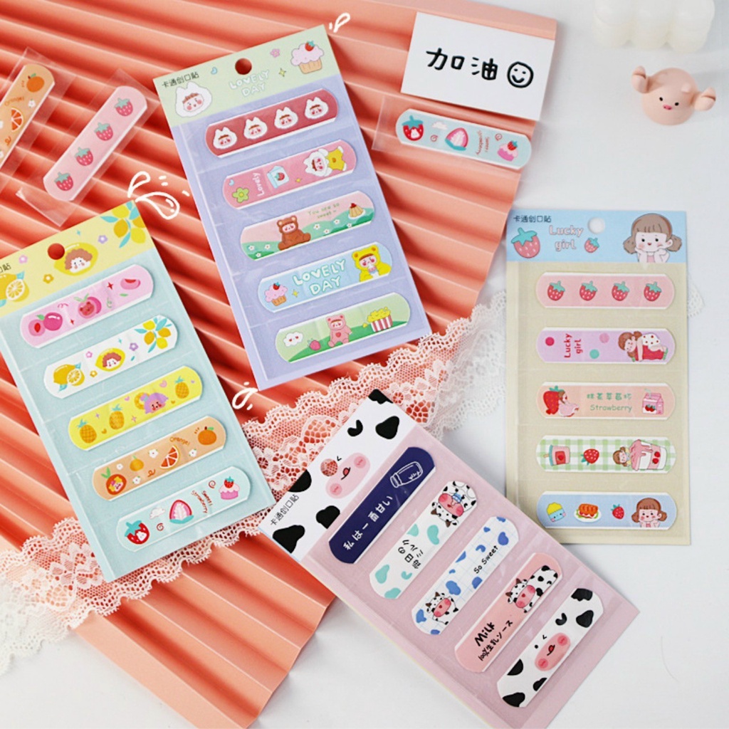 (có ảnh thật) Vỉ 5 Băng dán cá nhân hoạt hình nhiều mẫu dễ thương