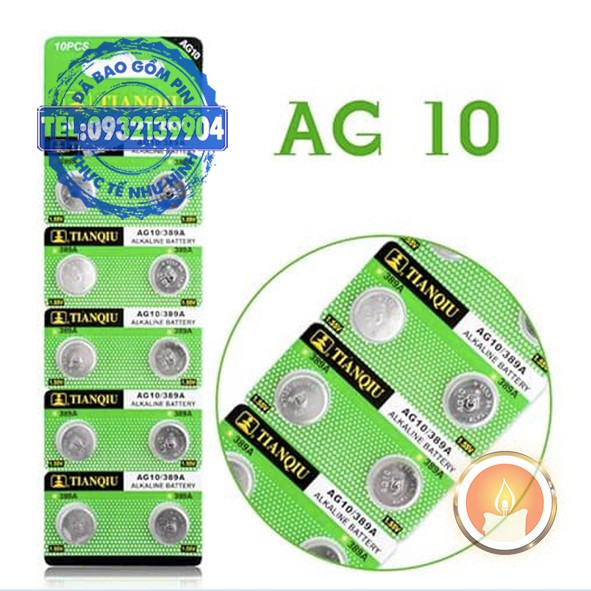 Vỉ 10 viên pin nút AG10 LR1130