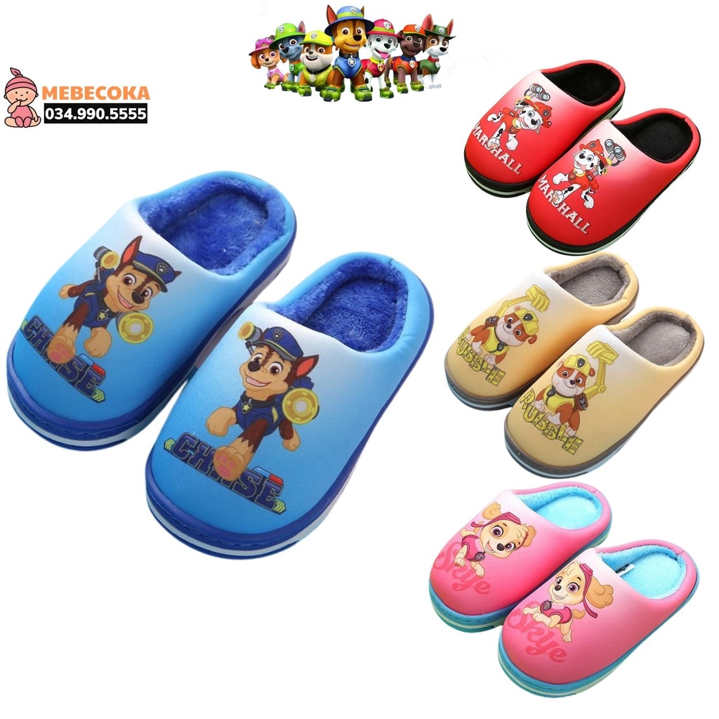 Dép bông trẻ em, dép đi trong nhà CAO CẤP hoạ tiết đội chó cứu hộ Pawpatrol cho bé trai bé gái từ 2 đến 10 tuổi