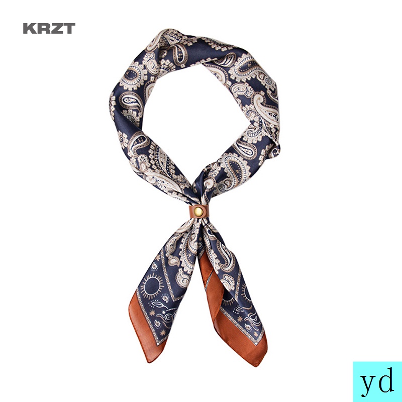 Khăn choàng cổ vải lụa vuông nhỏ+khóa da bò kiểu Retro Mỹ cá tính cho nam có bán lẻ