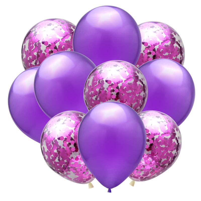 Set 10 Bong Bóng 12 Inch Trong Suốt Đính Sequin Nhiều Màu Sắc Trang Trí Tiệc Sinh Nhật