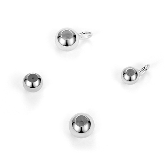 [C6BC] Phụ kiện trang sức (DIY) - Bi bạc nút chặn [có vòng khóa] điều chỉnh dây chuyền dùng cho vòng cổ vòng tay