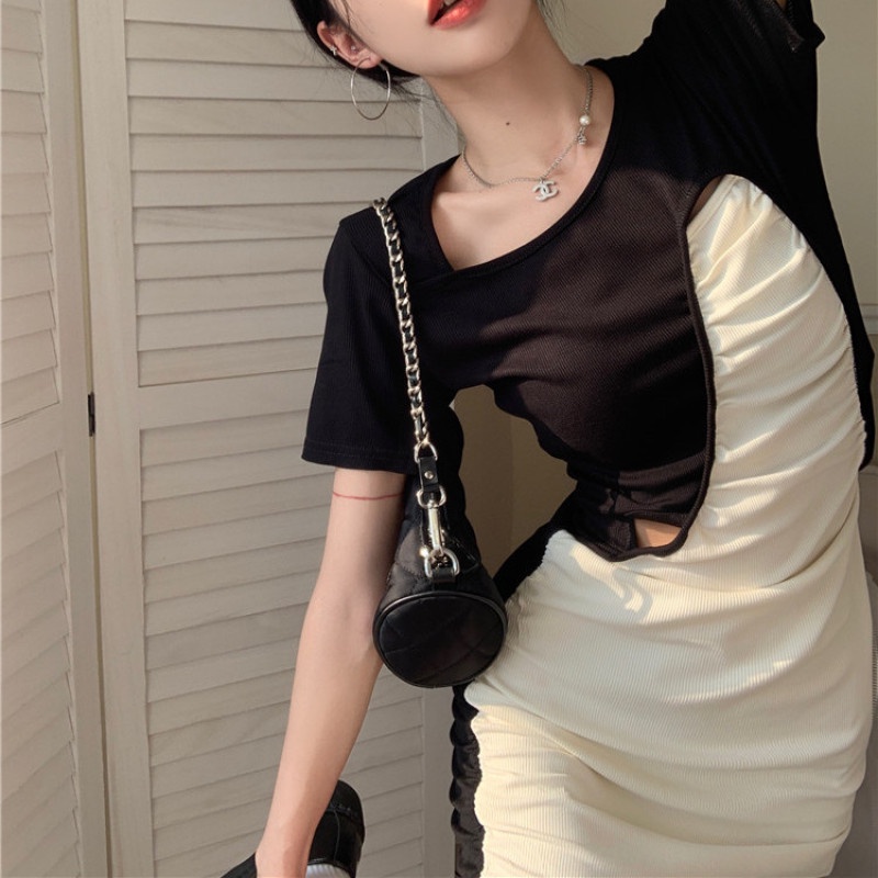 Đầm Tay Ngắn Dáng Ôm Thiết Kế Độc Đáo Thời Trang Quyến Rũ Cho Nữ