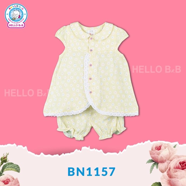 [Hello B&B] Bộ Bé Gái vải Nhật Hello BB siêu thấm hút mồ hôi