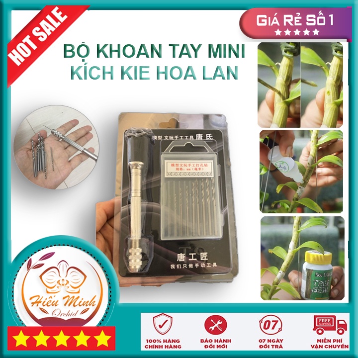 Bộ Khoan Tay Mini hỗ trợ Kích Kie kích Hoa trên lan thân thòng, giúp cây đâm trồi nẩy mầm ra Hoa