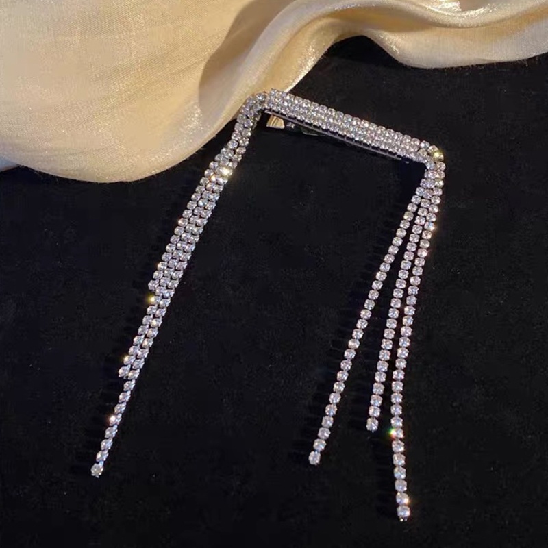 Kẹp Tóc Tua Rua Dài Đính Đá Chống Trượt Hóa Trang