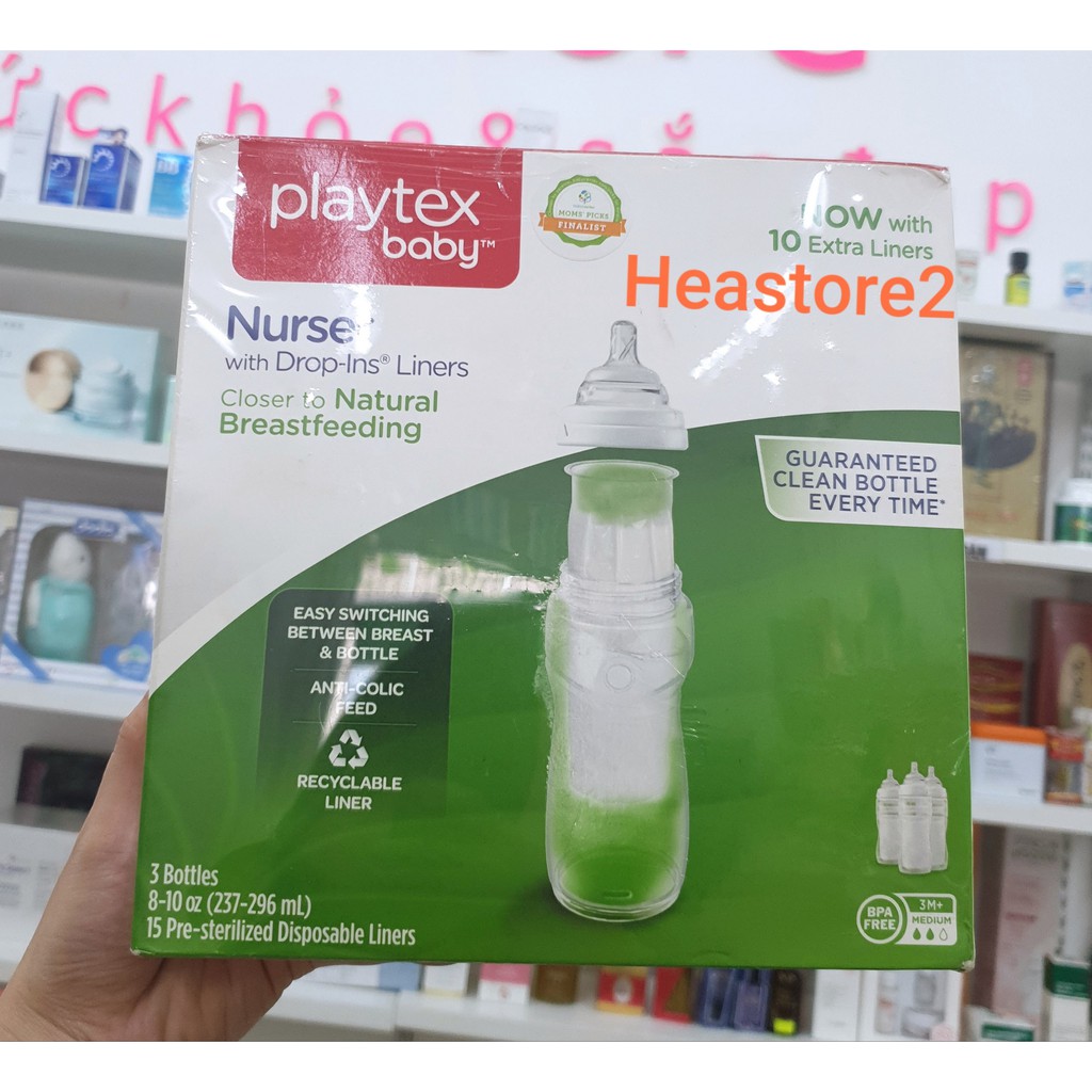 Bình Sữa Playtex Nurser with Drop - Ins Liners 3 Bottles 237-296ML