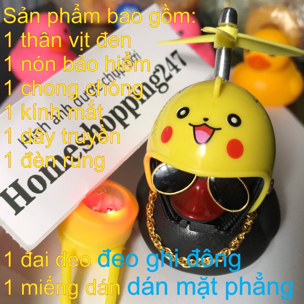 Vịt Giang Hồ Hắc Ám Đội Mũ PUBG Gắn Xe Đạp ,Xe Máy ,Ôtô Có Đèn Chong Chóng, dây truyền, kính đen, đèn rung, đai, keo